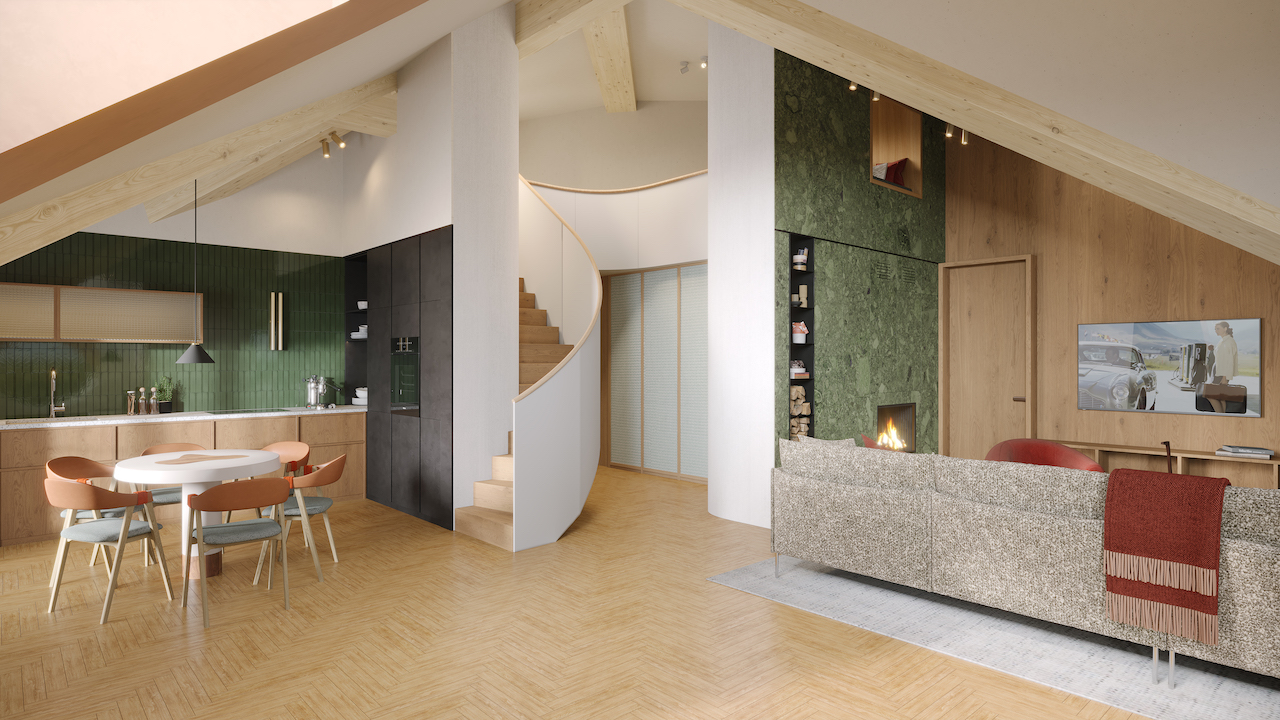 House Maya, Andermatt’s latest multi-family residences, features beautiful oak flooring and bespoke furnishings.