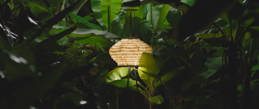 Light fixtures made with banana fibre paper