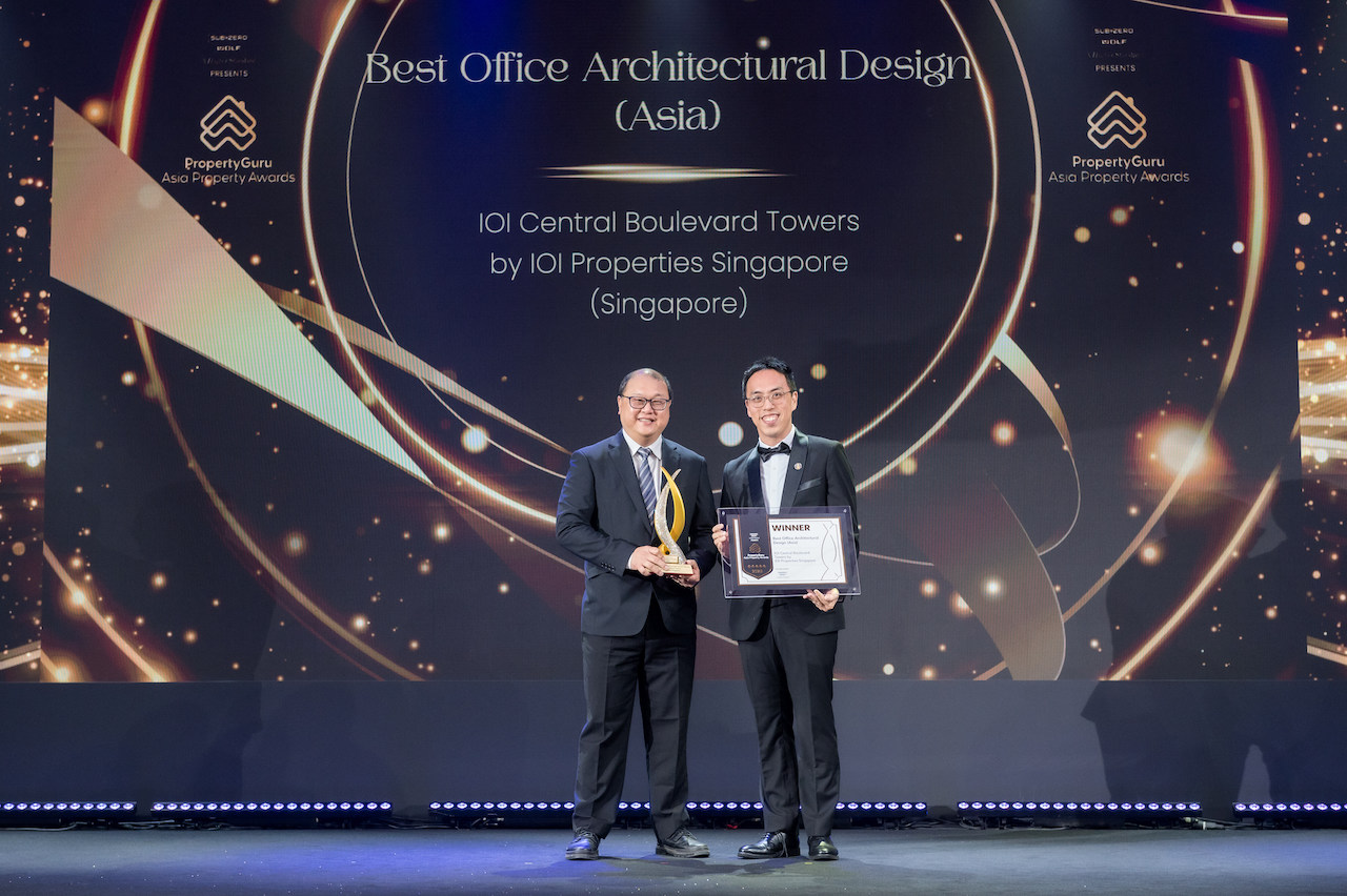 IOI Properties Singapore awarded Best Office Architectural Design (Asia) for IOI Central Boulevard Towers, recognised for its commanding skyline presence, structural clarity, and well-resolved architectural response to Singapore’s evolving CBD.