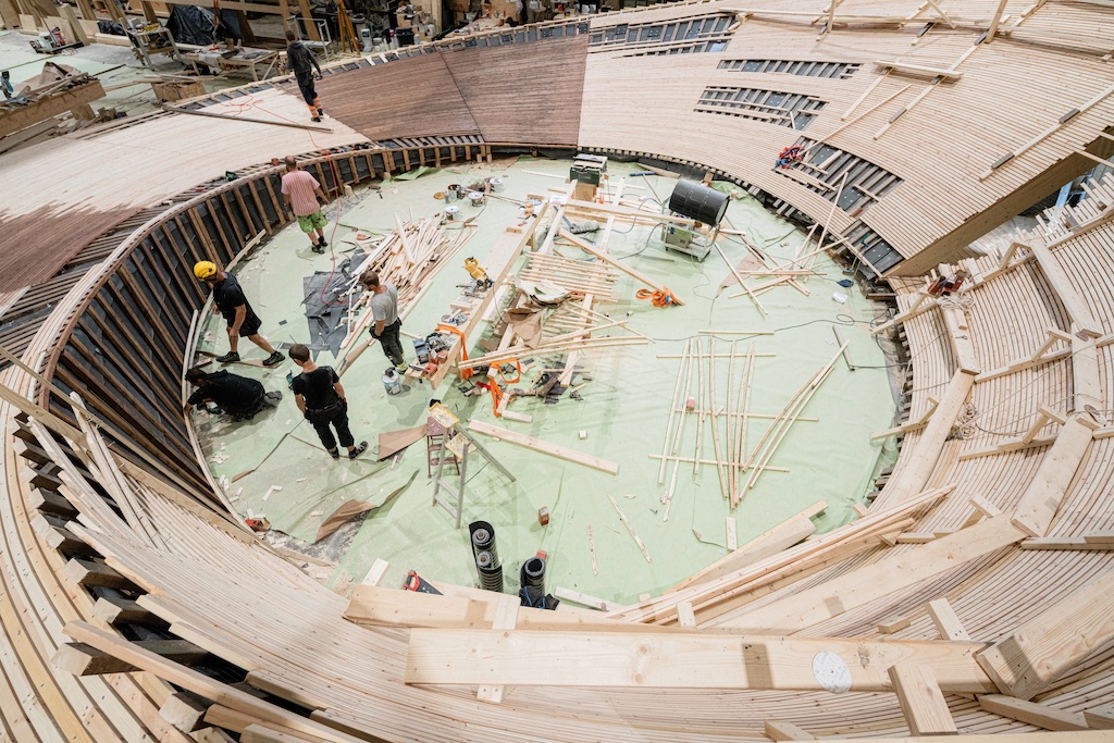 Building the pavilion in a carpenter’s workshop.