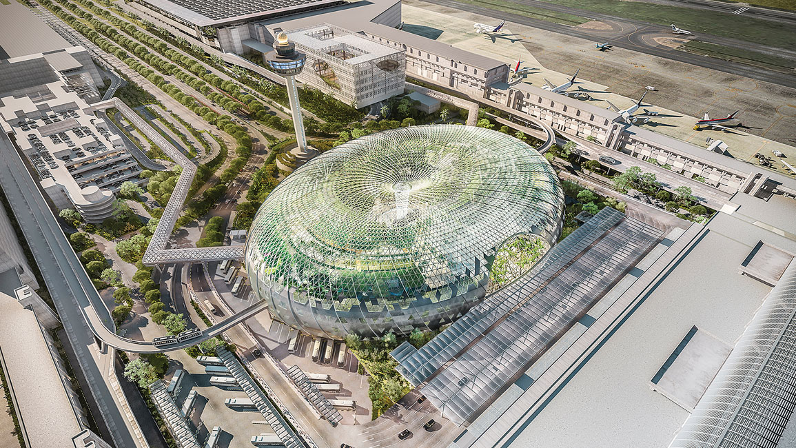 Sweeping glass facade of Apple Jewel Changi Airport unveiled in
