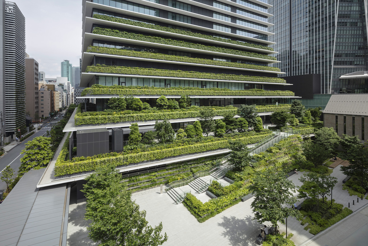 Plants are the main design element, connecting the towers with their environment.