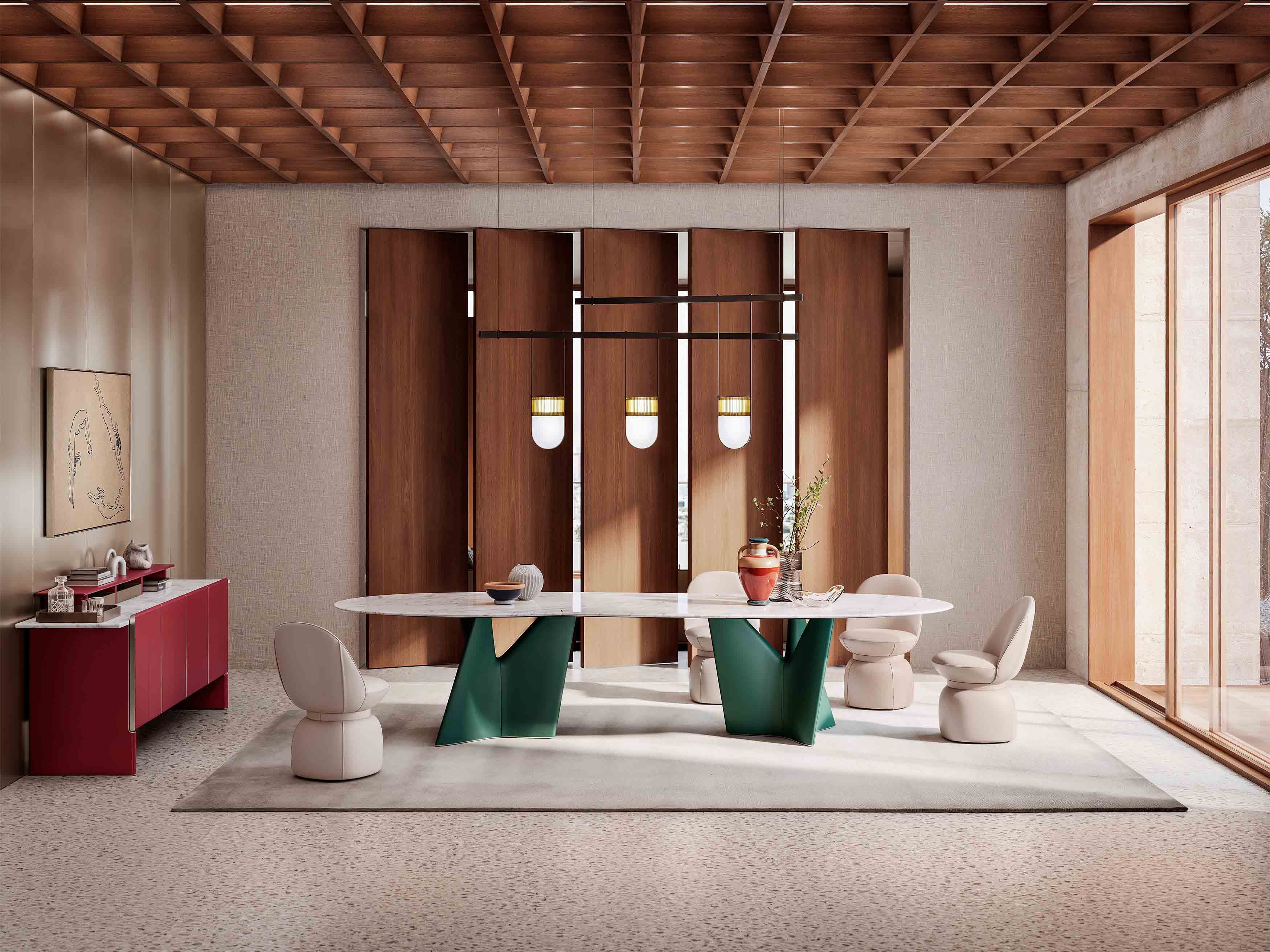 Infinitamente table and Zabriskie cabinet by Roberto Lazzeroni