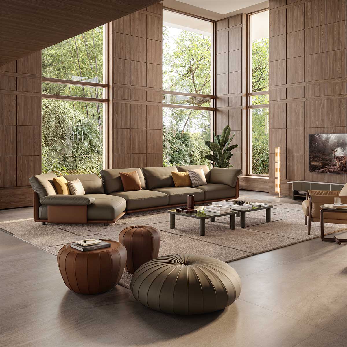 Blisscape sofa by Ludovica Serafini + Roberto Palomba and Esedra pouf by Monica Förster