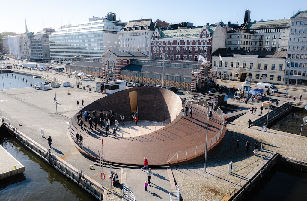 Aerial view of the Helsinki Biennial Pavilion.